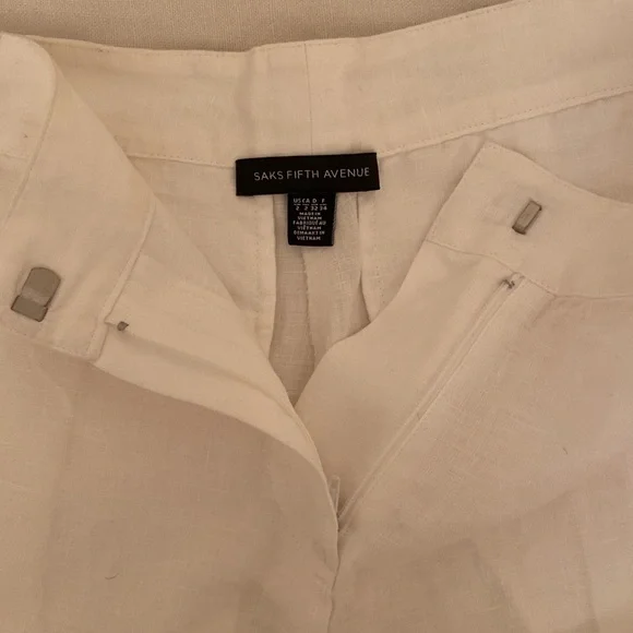 Saks Fifth Avenue White Linen shorts size 2 - Picture 4 of 4